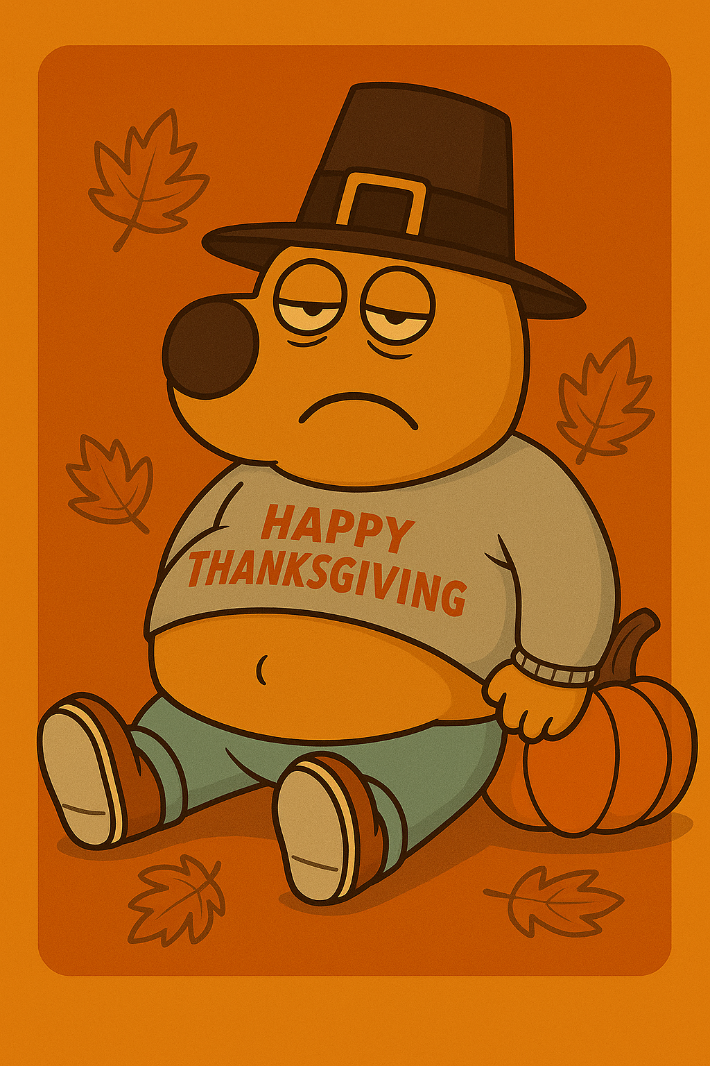 Mascot stuffed & tired after the feast